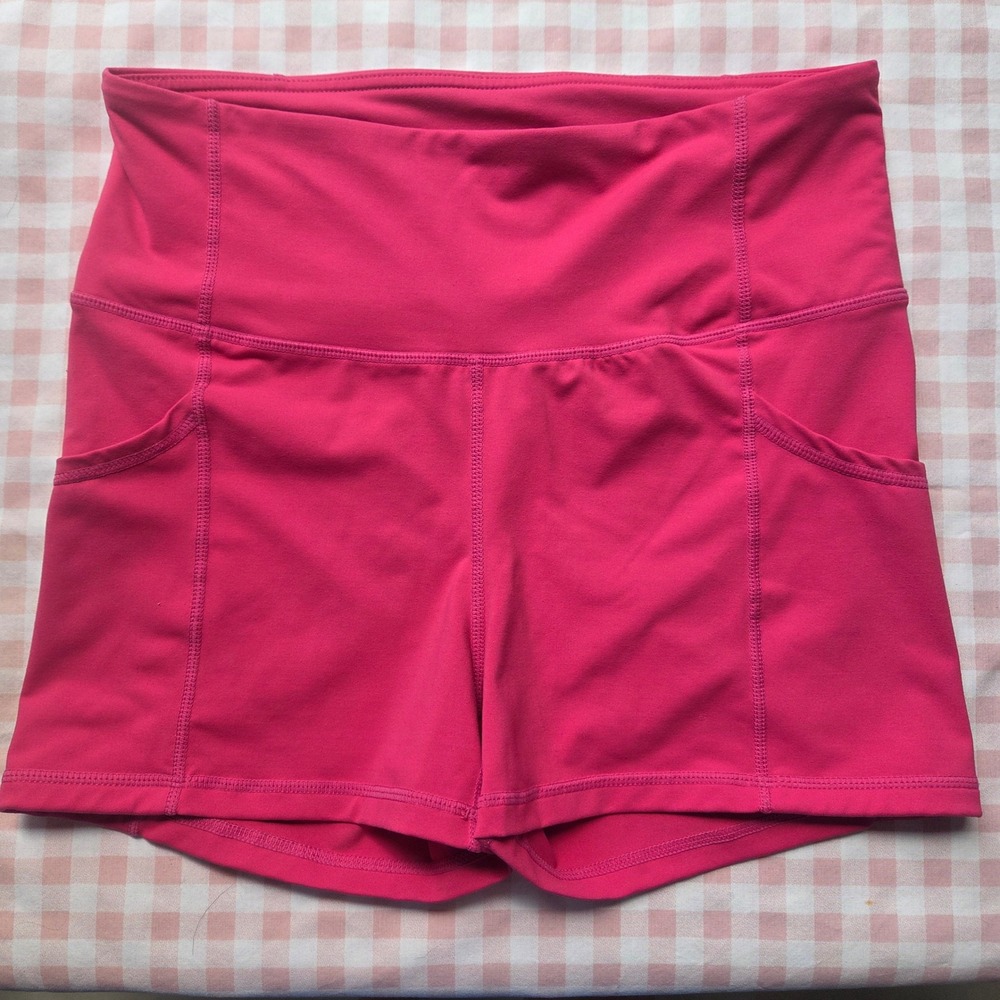 UFC Gym Hot Pink High Waisted Athletic Compression Booty Shorts Size L‎